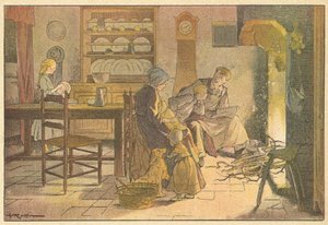 Wieczór rodzinny (druk kolorowy) autorstwa French School