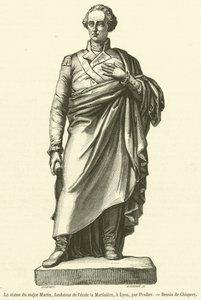 Posąg majora Martina, założyciela szkoły Martiniere w Lyonie (rycina) autorstwa French School