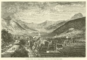 Dolina Mont-Dore i wieś Les Bains (rycina) autorstwa French School