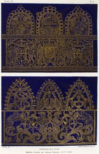 Próbki koronek w złocie, Cesare Vecellio (1521-1601), Grawerowanie z Dictionnaire de l