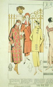 Płaszcze damskie, ilustracja z „La Mode du Jour” autorstwa French School