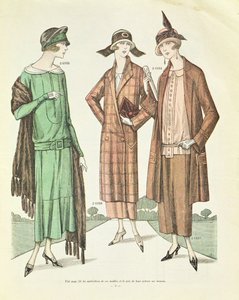 Moda damska, ilustracja z La Veritable Mode Francaise de Paris, 1924 autorstwa French School