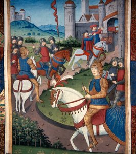 Lancelot przybywający do francuskiej wioski (welin) autorstwa French School