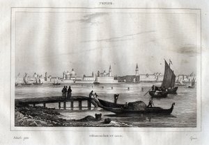 Lądowisko Lido w Wenecji - Grawer z „” Malownicze Włochy”” M. de Norvins, Ch. Nodier 1834-1836. autorstwa French School