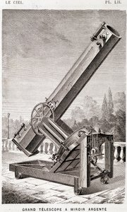 Duży teleskop ze srebrnym zwierciadłem (system Léona Foucaulta), zamontowany równikowo dla Obserwatorium Marsylskiego - w „Le Ciel” Amédée Guillemin, Hachette, Paryż autorstwa French School
