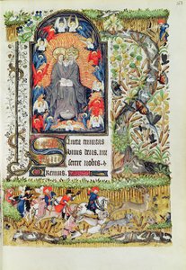 Lat 1156 B f.163 Listopad; polowanie na jelenie, z Godzin Marguerite dOrleans, 1426-38 autorstwa French School