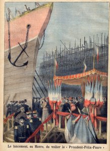 Wodowanie w Le Havre żaglowca „President Felix-Faure”. „” Le petit Journal”” autorstwa French School