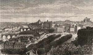 Laval - Mayenne - Pays de la Loire - rycina w „La France illustrée: geography, history, statistic management” autorstwa V.A. Malt-Browna. 1884 autorstwa French School