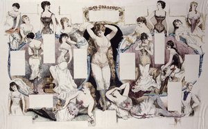 Ilustracje układu do artykułu o bieliźnie damskiej, z La Vie Parisienne, ok. 1870 autorstwa French School