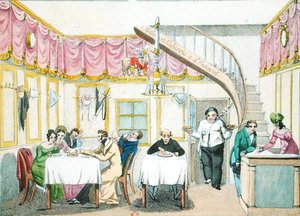 Le Boeuf a la Mode, rue Valois, Paryż, z Le Gout du Jour, ok. 1830 (patrz także 175977) autorstwa French School