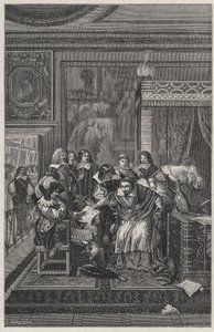 Litografia umierającego kardynała de Richelieu autorstwa Charlesa Motte (1785-1836) w „Les Hommes Celebres de la France” Louisa Dumasa 1889 autorstwa French School