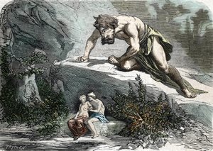 „Le Cyclops Polypheme zaskakujący Galatee et Acis” (rycina) 1864 autorstwa French School