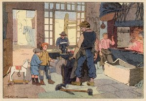 Le Forgeron, Kowal (kolor lito) autorstwa French School