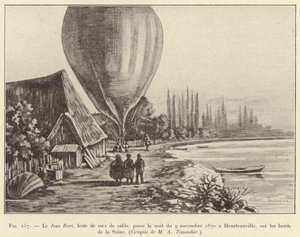 Przygnieciony workami z piaskiem Jean Bart spędził noc 9 listopada 1870 w Heurteauville nad brzegiem Sekwany autorstwa French School