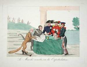 Le Marche zakończył, czyli Kapitulacja, wyd. 1814 (grawerowanie ręcznie kolorowane) autorstwa French School