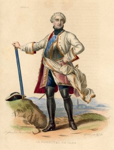 Le Marechal de Saxe (kolorowy grawerunek) autorstwa French School