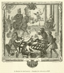 Męczeństwo św. Wawrzyńca, Banniere des rotisseurs w 1699 (rycina) autorstwa French School