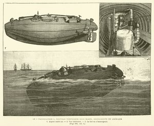 Rozjemca, nowa łódź torpedowa podwodna, testowana w Ameryce (grawerowanie) autorstwa French School