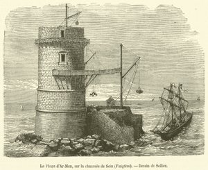 Latarnia morska Ar-Men, na Chaussée de Sein, Finistere (rycina) autorstwa French School