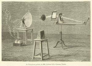 The Talking Photophone, panowie Graham Bell i Summer Tainter (rycina) autorstwa French School