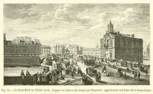 Pont-Neuf w XVIII wieku, według ówczesnego obrazu Ragueneta, należącego do łaźni Samarytańczyków autorstwa French School