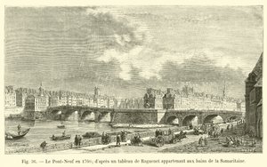 Pont-Neuf w 1760 r., po obrazie Ragueneta należącego do łaźni Samarytanek autorstwa French School