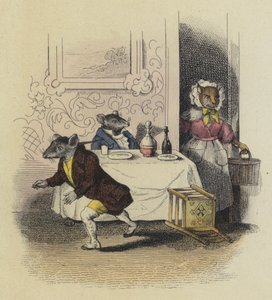 Rat De Ville i Rat Des Champs (kolorowy grawerunek) autorstwa French School