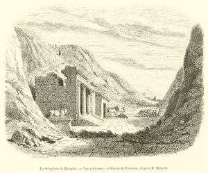 Serapeum z Memphis, widok zewnętrzny (grawerowanie) autorstwa French School