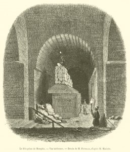 Serapeum z Memphis, widok wnętrza (rycina) autorstwa French School