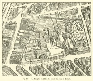 Świątynia w 1734 r.; faksymile planu Turgota autorstwa French School