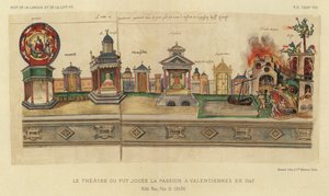 Teatr Ou Fut Jouee La Passion In Valenciennes w 1547 (kolor lito) autorstwa French School