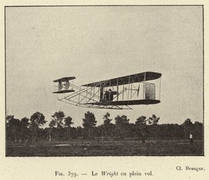 Le Wright en plein vol (Grawerowanie) autorstwa French School