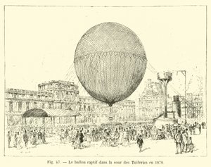Balon w niewoli na dziedzińcu Tuileries w 1878 r. autorstwa French School