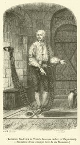 Baron Frédéric de Trenck w swoim lochu w Magdeburgu (grafika) autorstwa French School
