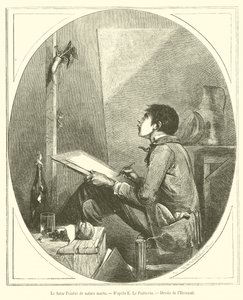 Malarz martwej natury przyszłości (grafika) autorstwa French School
