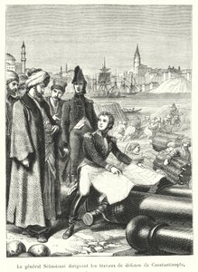 Generał Sebastiani kierujący pracami obronnymi Konstantynopola (grafika) autorstwa French School