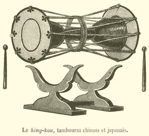 Hing-kou, chiński i japoński tamburyn (grawerunek) autorstwa French School