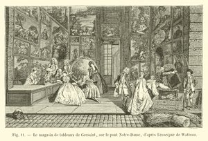 Sklep z obrazami Gersainta, na moście Notre-Dame, za znakiem Watteau autorstwa French School