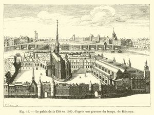 Pałac miejski w 1660 r., z ryciny z tamtych czasów, autorstwa Boisseau autorstwa French School