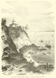 Latarnia morska Kannon-Saki (Japonia), przy wejściu do Zatoki Yedo (rycina) autorstwa French School