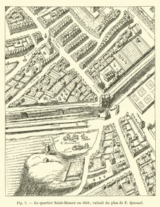 Dzielnica Saint-Honore w 1608 r., wyciąg z planu F Quesnel autorstwa French School