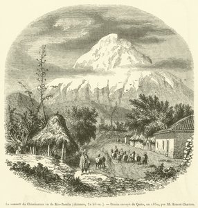 Szczyt Chimborazo widziany z Rio-Bamba, odległość 32 kilometry (rycina) autorstwa French School
