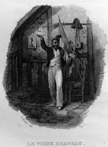 Stara flaga Chanson de Beranger w „Ukończeniu prac” (1834) Pierre Jean de Beranger (1780-1857), francuskiego poety i autora piosenek. autorstwa French School
