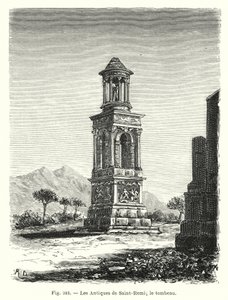 Antyki Saint-Remi; grób (rycina) autorstwa French School
