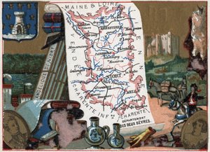 Les Deux Sevres (Deux-Sevres, 79), Poitou Charente (Poitou-Charente), Francja. Anielska Niort. Seria o francuskich departamentach. Chromolitografia (Chromo) „”nić geograficzna””, ok. 1920 r. Zbiory prywatne. autorstwa French School