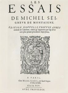 „Les Essais”, Michel de Montaigne, opublikowana 1595 (rycina) autorstwa French School