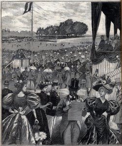 Les Courses de Lyon (tory wyścigowe Lyonu) - po Grand Prix - grawer w „Le Progres illustrious” z 1895 roku autorstwa French School