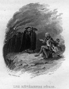 Wielebni ojcowie Chanson de Beranger w „”Oeuvres kończy”” (1834) Pierre’a Jeana de Berangera (1780-1857), francuskiego poety i autora piosenek. autorstwa French School