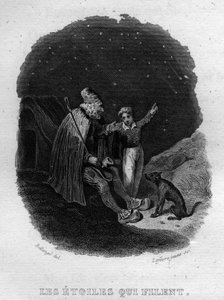 Gwiazdy, które kręcą Chanson de Beranger w „”Oeuvres completes”” (1834) Pierre’a Jean de Beranger (1780-1857), francuskiego poety i autora piosenek. autorstwa French School