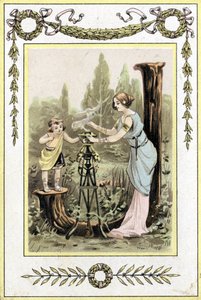 List przedstawiający matkę i córkę, koniec XIX w. (chromolitografia) autorstwa French School
